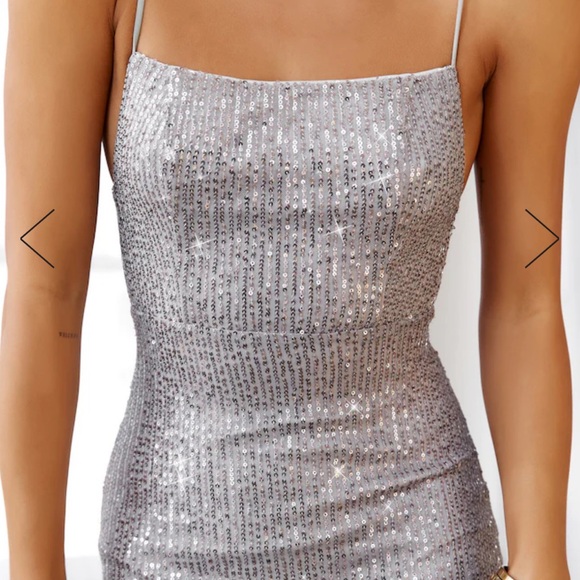 Hello Molly Can’t Afford Me MIDI Dress in Slate Sequin - Picture 5 of 7